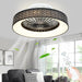 Dimmable Low Profile Remote Control Ceiling Fan and Light, Black Modern Flush Mount Bladeless Enclosed Ceiling Fan for Bedroom Living Room-9-ErisView