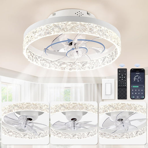 Dimmable Oscillating Ceiling Fan with and Remote, Flush Mount Low Profile Ceiling Fan and Light, Small Noiseless Bedroom Ceiling Fans with Lights -1-ErisView