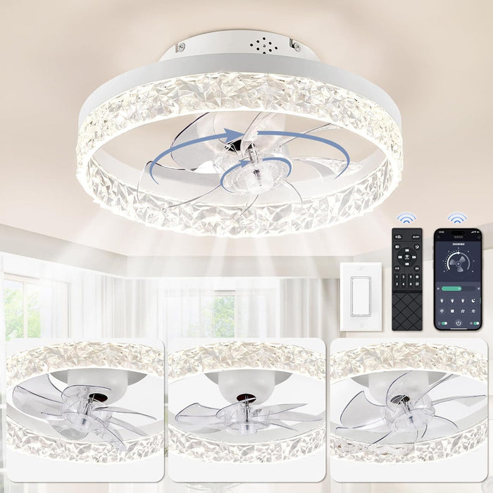 Dimmable Oscillating Ceiling Fan with and Remote, Flush Mount Low Profile Ceiling Fan and Light, Small Noiseless Bedroom Ceiling Fans with Lights -1-ErisView