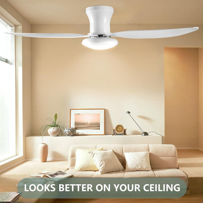 Dimmable Quiet Remote Control Ceiling Fan and Light APP, Black Ceiling Fan for Bedroom Living Room Kitchen Dining Room-12-ErisView
