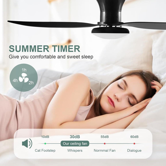 Dimmable Quiet Remote Control Ceiling Fan and Light APP, Black Ceiling Fan for Bedroom Living Room Kitchen Dining Room-5-ErisView
