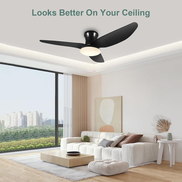 Dimmable Quiet Remote Control Ceiling Fan and Light APP, Black Ceiling Fan for Bedroom Living Room Kitchen Dining Room-6-ErisView