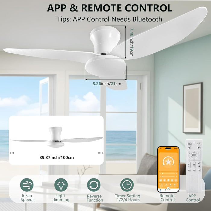 Dimmable Quiet Remote Control Ceiling Fan and Light APP, Black Ceiling Fan for Bedroom Living Room Kitchen Dining Room-8-ErisView
