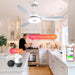 Dimmable RGB Flush Mount Ceiling Fan with Lights, Smart Low Profile Ceiling Fan with Alexa Google Assistant APP Control-2-ErisView