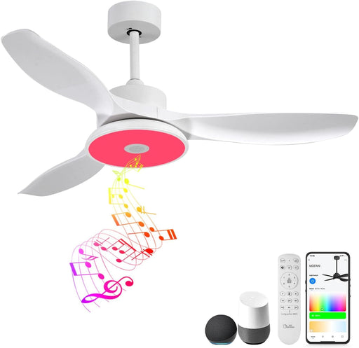 Dimmable RGB Flush Mount Ceiling Fan with Lights, Smart Low Profile Ceiling Fan with Alexa Google Assistant APP Control-1-ErisView