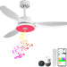 Dimmable RGB Flush Mount Ceiling Fan with Lights, Smart Low Profile Ceiling Fan with Alexa Google Assistant APP Control-1-ErisView