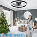 Dimming Low Profile Flush Mount Ceiling Fan, Bladeless Ceiling Fan with Light Bluetooth Speaker APP Remote Control-10-ErisView