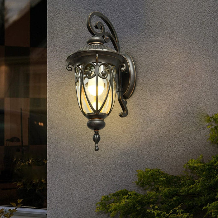 Durable Aluminum Alloy Outdoor Wall Light with Antique Lantern Style and Bubble Glass Shade for Gardens, Balconies, and Corridors-ErisView-8