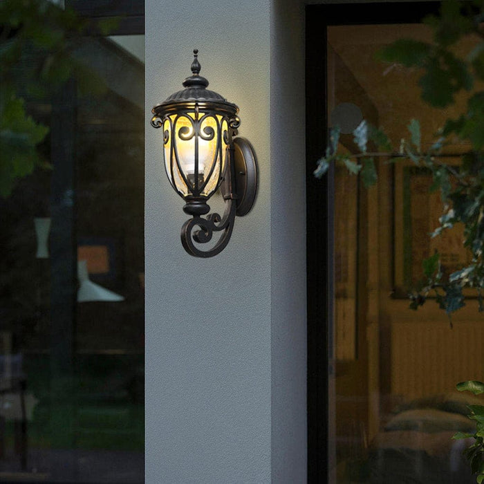 Durable Aluminum Alloy Outdoor Wall Light with Antique Lantern Style and Bubble Glass Shade for Gardens, Balconies, and Corridors-ErisView-9