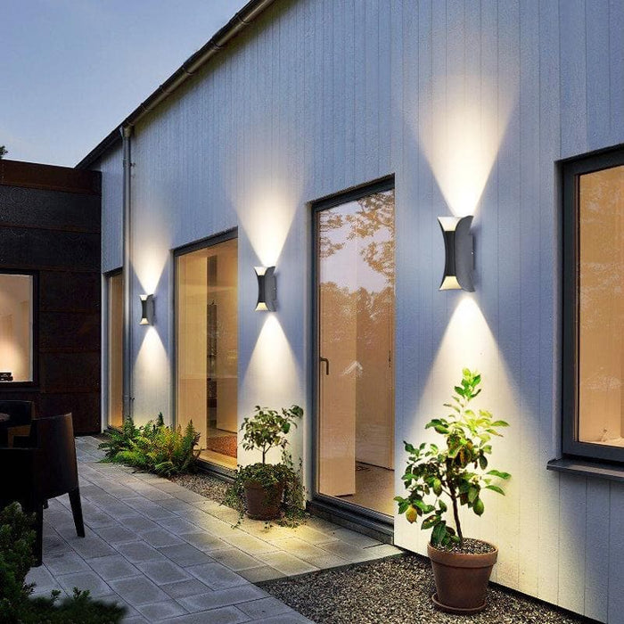 Durable Aluminum and Glass Outdoor Wall Lights, Powerful Up/Down Illumination for 107-161 sq ft, Stylish Curved Design for Beautiful Outdoor Decor-ErisView-19