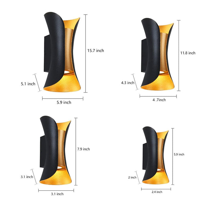 Durable Aluminum and Glass Outdoor Wall Lights, Powerful Up/Down Illumination for 107-161 sq ft, Stylish Curved Design for Beautiful Outdoor Decor-ErisView-14