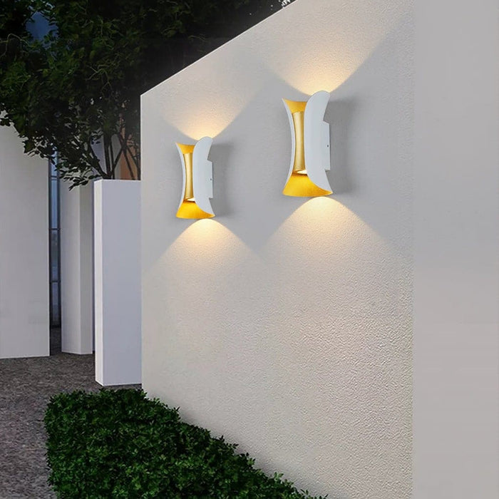 Durable Aluminum and Glass Outdoor Wall Lights, Powerful Up/Down Illumination for 107-161 sq ft, Stylish Curved Design for Beautiful Outdoor Decor-ErisView-3