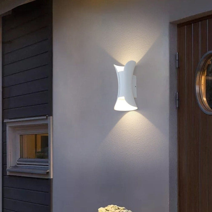 Durable Aluminum and Glass Outdoor Wall Lights, Powerful Up/Down Illumination for 107-161 sq ft, Stylish Curved Design for Beautiful Outdoor Decor-ErisView-4