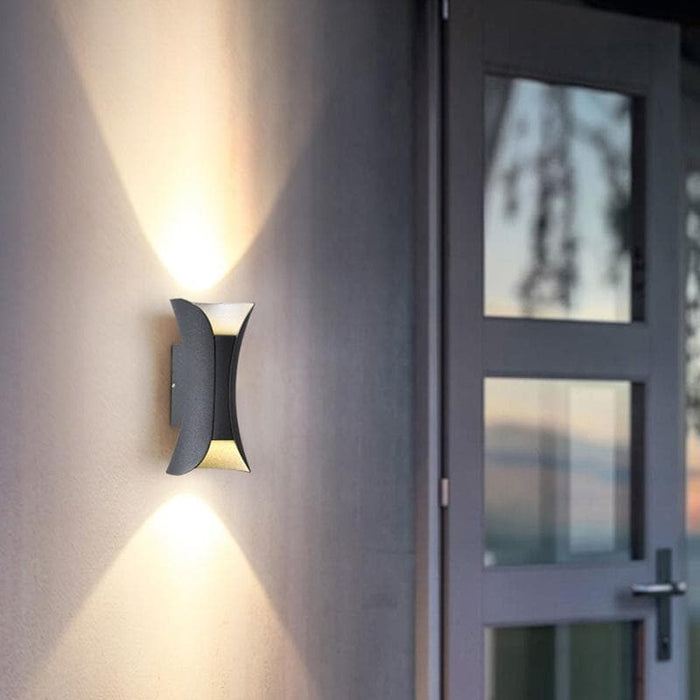 Durable Aluminum and Glass Outdoor Wall Lights, Powerful Up/Down Illumination for 107-161 sq ft, Stylish Curved Design for Beautiful Outdoor Decor-ErisView-5