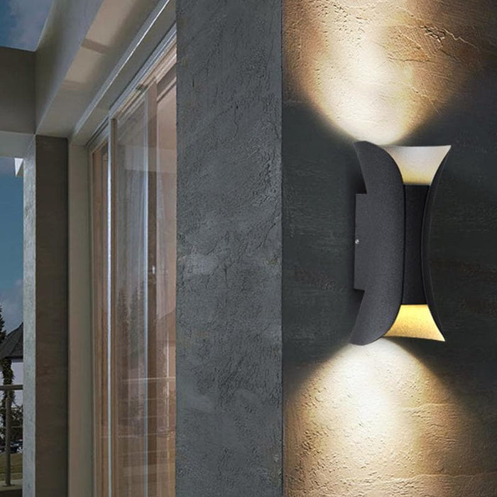 Durable Aluminum and Glass Outdoor Wall Lights, Powerful Up/Down Illumination for 107-161 sq ft, Stylish Curved Design for Beautiful Outdoor Decor-ErisView-6