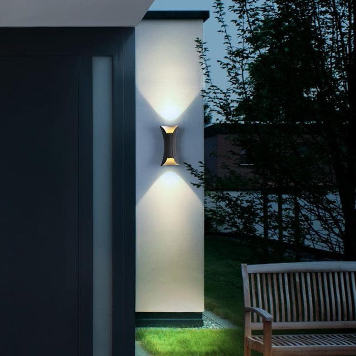 Durable Aluminum and Glass Outdoor Wall Lights, Powerful Up/Down Illumination for 107-161 sq ft, Stylish Curved Design for Beautiful Outdoor Decor-ErisView-7