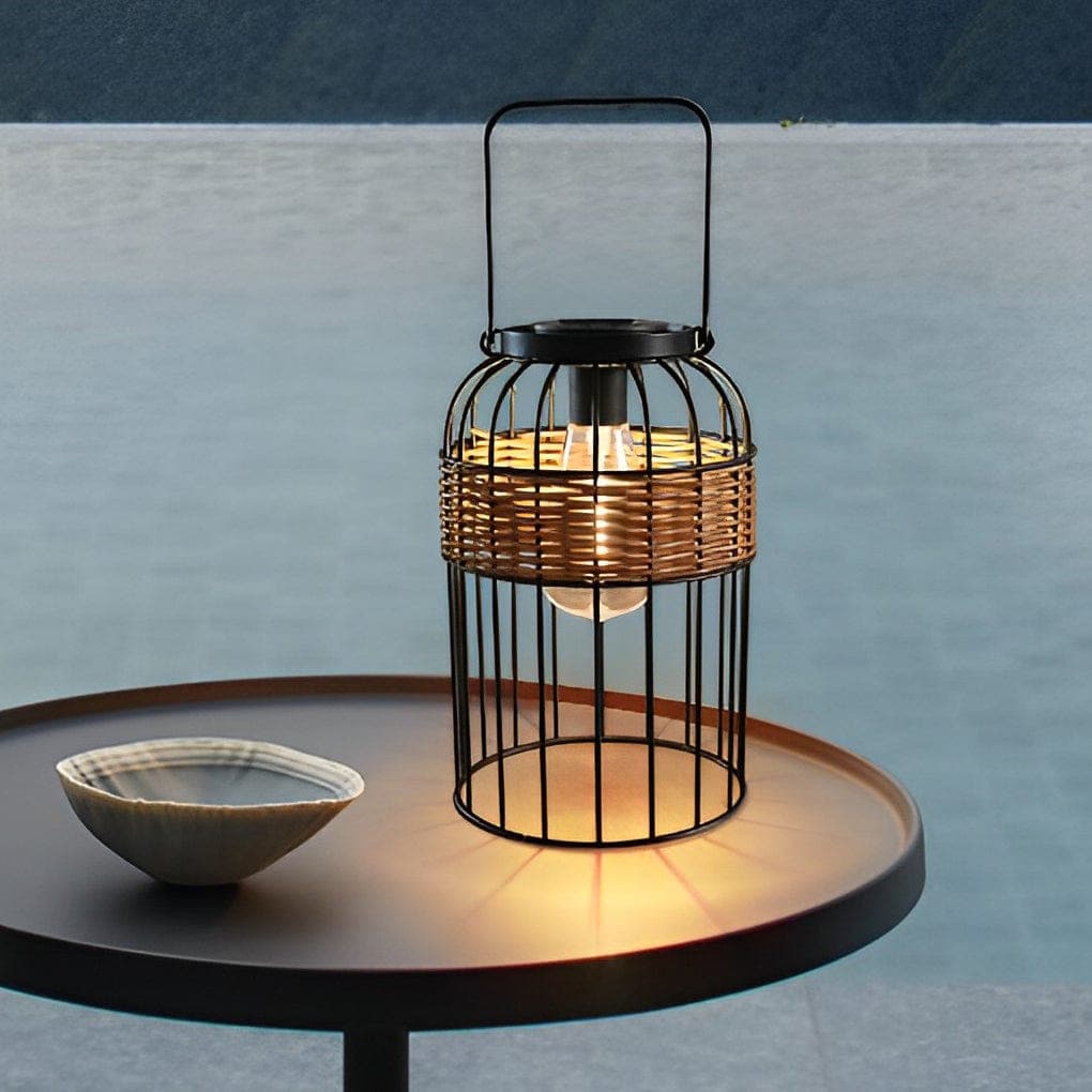 Solar Rattan Table Lights Durable Outdoor Rattan Solar Table Lamp with Long Battery Life, Automa ...