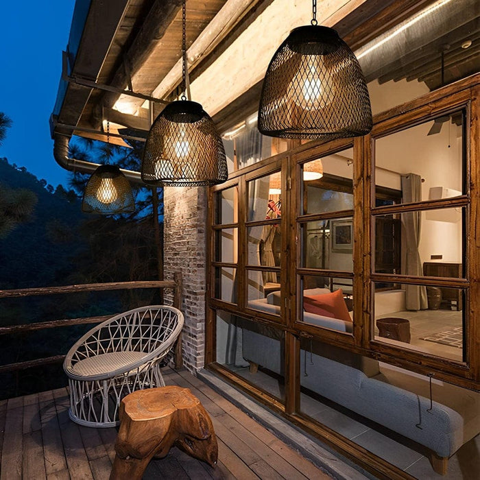 Elegant Solar-Powered Rattan Chandelier for Outdoor Garden Decor, Automatic Day/Night Operation, Easy Installation, 6-8 Hours Illumination-ErisView-4