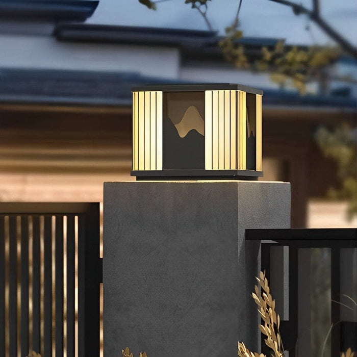 Elegant Stainless Steel Fence Post Lights, Solar & Wired Options, Waterproof, Rustproof, Mountain Scenery Design for Outdoor Decor-ErisView-13