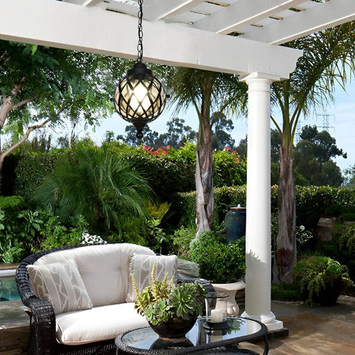 Elegant Vintage Waterproof Outdoor Chandelier, Aluminum & Glass Pendant Light for Garden, Patio, Porch, or Outdoor Restaurant-ErisView-1