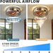 Enclosed Caged Ceiling Fan with Light and Remote, Small Flush Mount Ceiling Fans Winter Summer, Rustic Low Profile Ceiling Fan for Bedroom Kitchen-2-ErisView