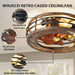 Enclosed Caged Ceiling Fan with Light and Remote, Small Flush Mount Ceiling Fans Winter Summer, Rustic Low Profile Ceiling Fan for Bedroom Kitchen-3-ErisView