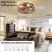 Enclosed Caged Ceiling Fan with Light and Remote, Small Flush Mount Ceiling Fans Winter Summer, Rustic Low Profile Ceiling Fan for Bedroom Kitchen-4-ErisView