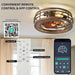 Enclosed Caged Ceiling Fan with Light and Remote, Small Flush Mount Ceiling Fans Winter Summer, Rustic Low Profile Ceiling Fan for Bedroom Kitchen-6-ErisView
