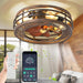 Enclosed Caged Ceiling Fan with Light and Remote, Small Flush Mount Ceiling Fans Winter Summer, Rustic Low Profile Ceiling Fan for Bedroom Kitchen-1-ErisView