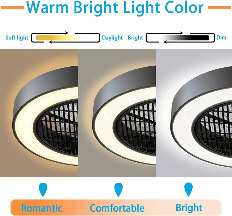Enclosed Ceiling Fan with Lights, Low Profile Fan Light with Remote Control, Dimming Flush Mount Ceiling Light with Hidden Reversible Blade-3-ErisView