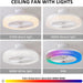 Enclosed LED Ceiling Fan with Light and Bluetooth Speaker, Dimmable RGB Ceiling Fan with Remote Control for Kids' Rooms Bedroom -6-ErisView