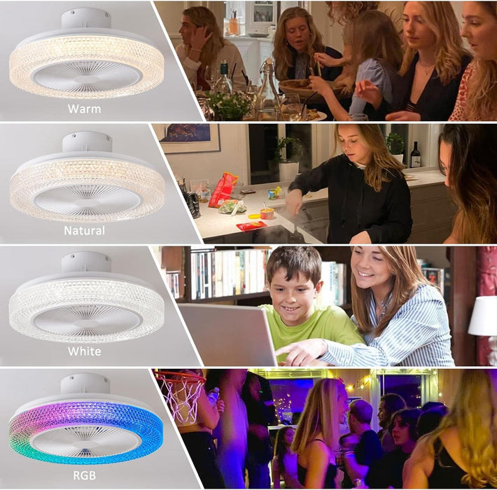 Enclosed LED Ceiling Fan with Light and Bluetooth Speaker, Dimmable RGB Ceiling Fan with Remote Control for Kids' Rooms Bedroom -7-ErisView