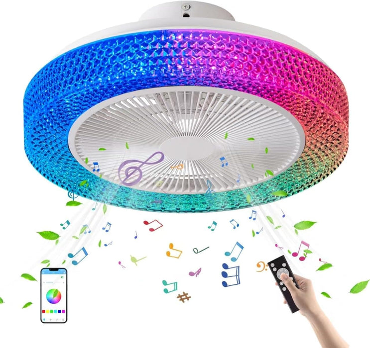 Enclosed LED Ceiling Fan with Light and Bluetooth Speaker, Dimmable RGB Ceiling Fan with Remote Control for Kids' Rooms Bedroom -1-ErisView