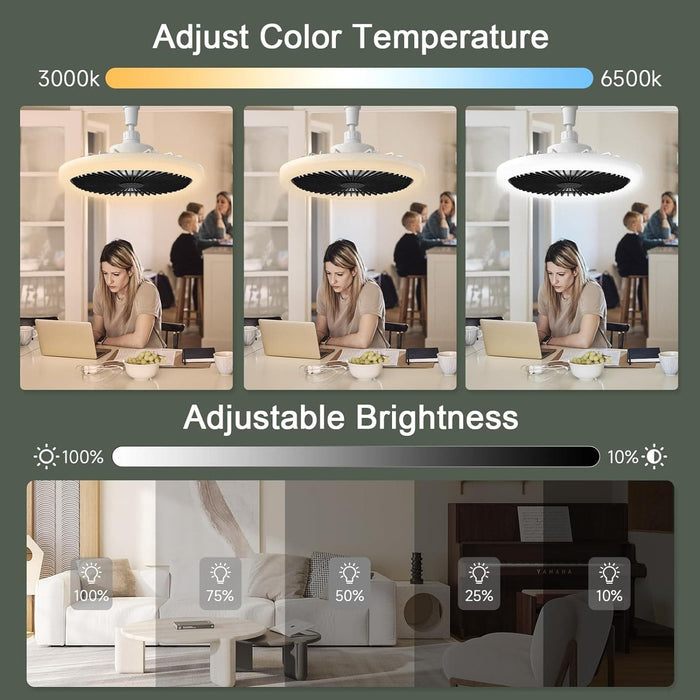 Fandelier Flush Mount without Blades, Low Profile Fandelier Flush Mount, Small Modern Enclosed Remote Control Ceiling Fans-3-ErisView