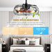Farmhouse Caged Ceiling Fan, Black Outdoor Ceiling Fan with Light and Remote, Outdoor Low Profile Ceiling Fan Light Fixtures for Patio-3-ErisView