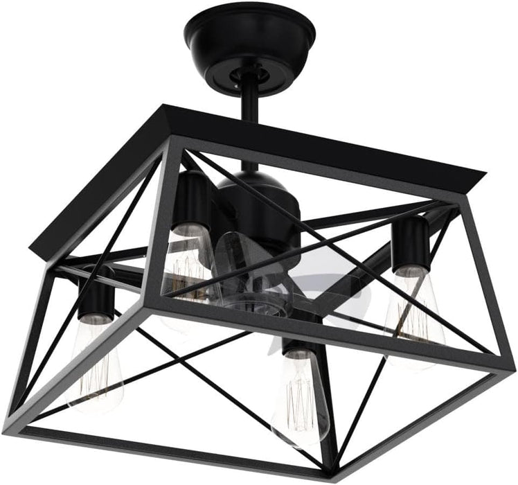 Farmhouse Ceiling Fan with Light, Black Caged Ceiling Fan with Light and Remote, Rustic Ceiling Fans for Living Room Bedroom Kitchen-4-ErisView