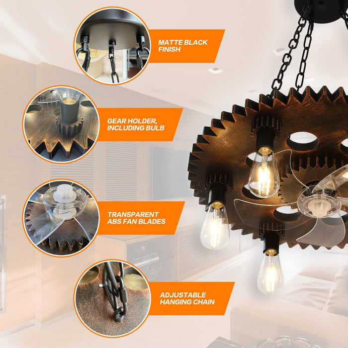 Farmhouse Ceiling Fan with Light and Remote Control, Retro Ceiling Fan with Lights for Living Room, Copper Vintage Ceiling Fans-3-ErisView