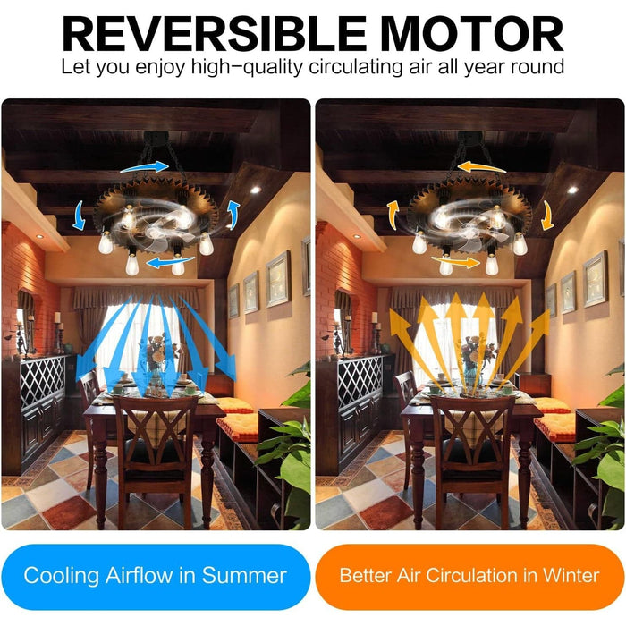 Farmhouse Ceiling Fan with Light and Remote Control, Retro Ceiling Fan with Lights for Living Room, Copper Vintage Ceiling Fans-5-ErisView