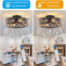 Farmhouse Ceiling Fan with Lights Remote, Reversible Flush Mount Low Profile Ceiling Fan, Bladeless Rustic Boho Caged Ceiling Fan Light Fixture-6-ErisView