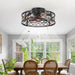 Farmhouse Ceiling Fan with Lights Remote, Reversible Flush Mount Low Profile Ceiling Fan, Bladeless Rustic Boho Caged Ceiling Fan Light Fixture-7-ErisView