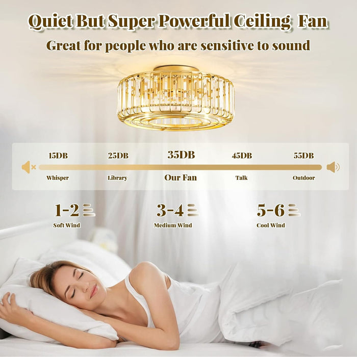 Farmhouse Gold Fandelier Ceiling Fan with Lights and Remote, Quiet Caged Chandelier Ceiling Fans for Living Room Kitchen-2-ErisView