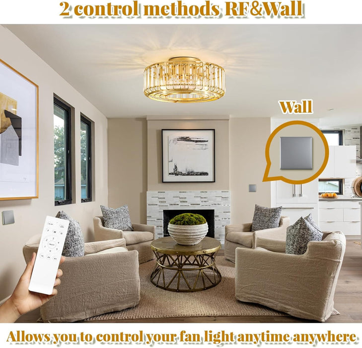 Farmhouse Gold Fandelier Ceiling Fan with Lights and Remote, Quiet Caged Chandelier Ceiling Fans for Living Room Kitchen-6-ErisView