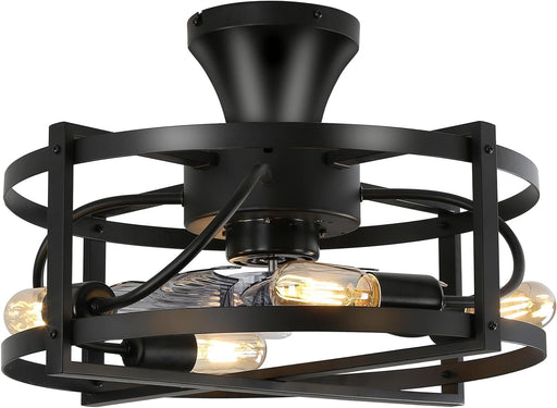Farmhouse Industrial Caged Remote Control Ceiling Fan and Light, Quietest Fan For Sleeping for Bedroom Kitchen Dining Room Living Room-1-ErisView