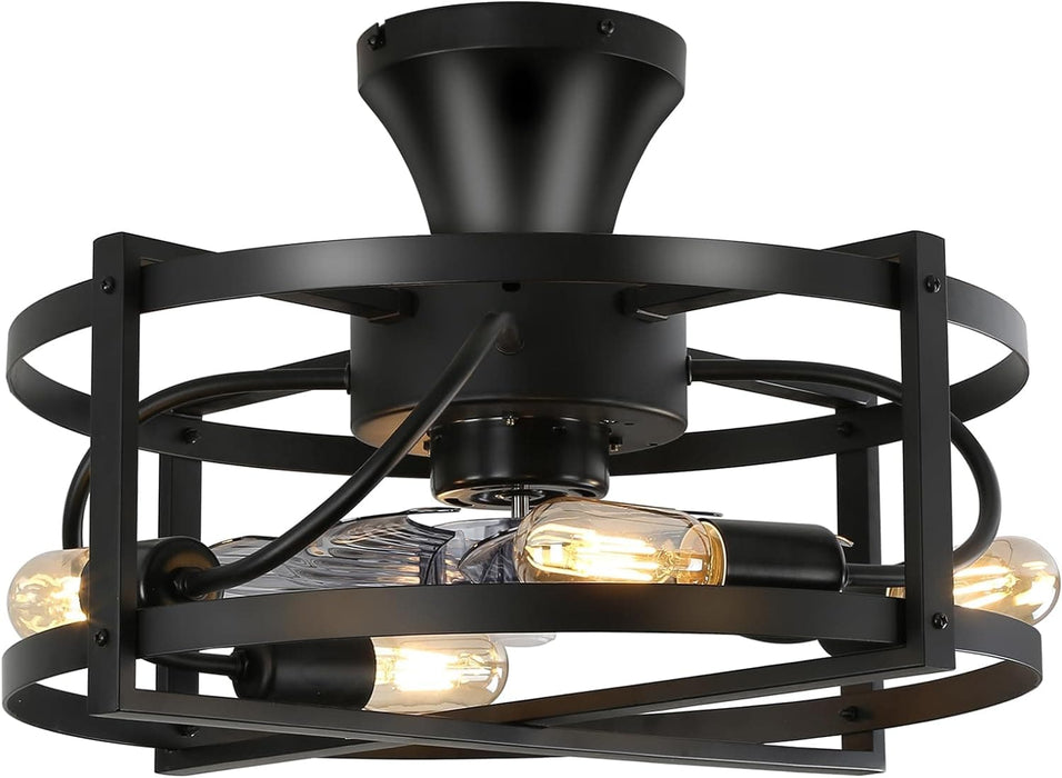 Farmhouse Industrial Caged Remote Control Ceiling Fan and Light, Quietest Fan For Sleeping for Bedroom Kitchen Dining Room Living Room-1-ErisView