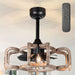 Farmhouse Semi-Flush Mount Caged Ceiling Fan with Light, Wood Ceiling Fan with Remote, Low Profile Ceiling Fan Fandelier for Bedroom Kitchen-White-ErisView