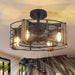 Farmhouse Wood Caged Ceiling Fan with Light, Indoor Vintage Ceiling Fans for Bedroom Living Room Kitchen -1-ErisView