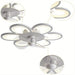Flower-Shaped Bladeless Ceiling Fan with LED Light, White Dimmable Chandelier Ceiling Fan for Living Room Bedroom-ErisView