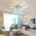Flower-Shaped Bladeless Ceiling Fan with LED Light, White Dimmable Chandelier Ceiling Fan for Living Room Bedroom-ErisView