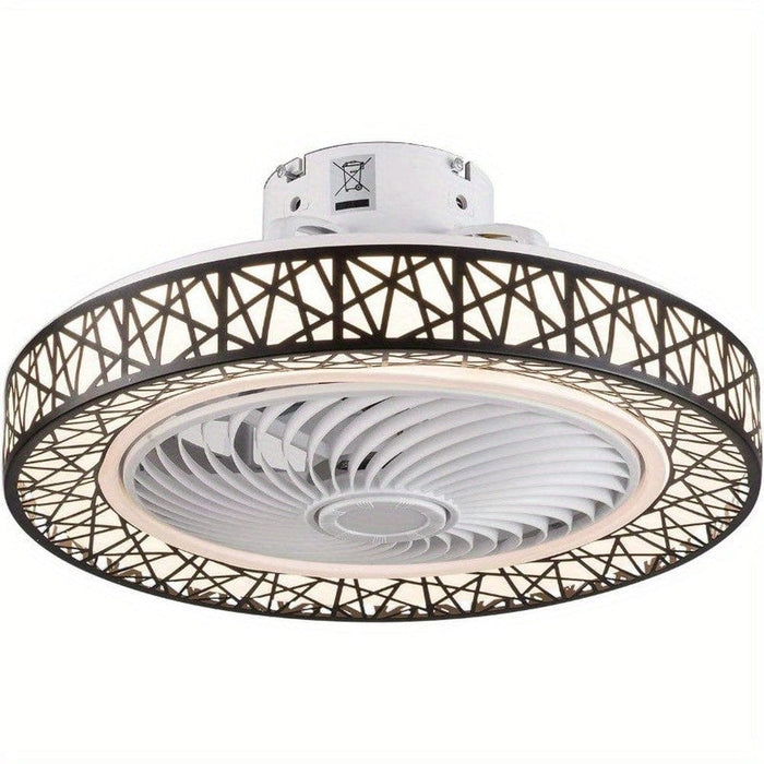 Flush Mount Bladeless Ceiling Fan with LED Light, Enclosed Ceiling Fan Lamp with for Living Room Bedroom-ErisView