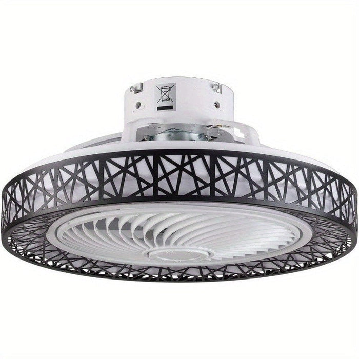 Flush Mount Bladeless Ceiling Fan with LED Light, Enclosed Ceiling Fan Lamp with for Living Room Bedroom-ErisView